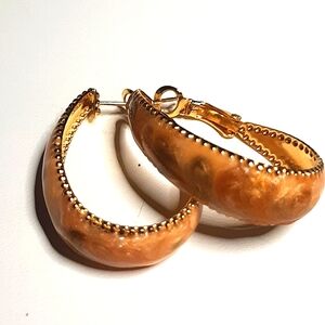 Enamel Oval Hoop Earrings